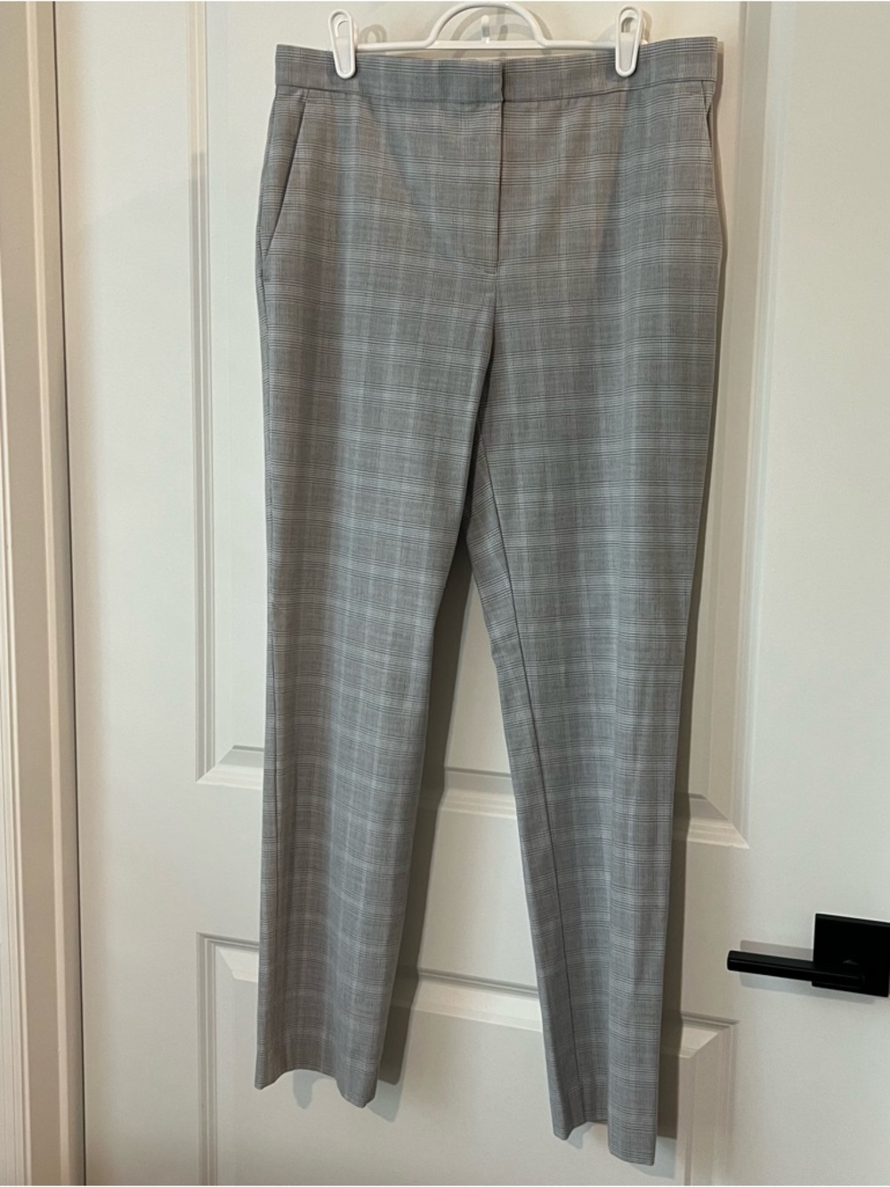Ann Taylor TALL Gray Plaid Straight-Leg Pants